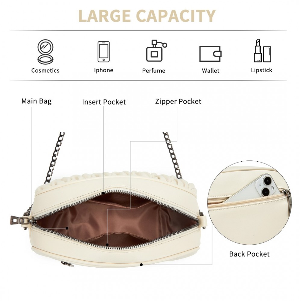 Dámska prešívaná crossbody kabelka Miss Lulu MSM2449 - béžová MSM2449-BG-(8)-1000x1000